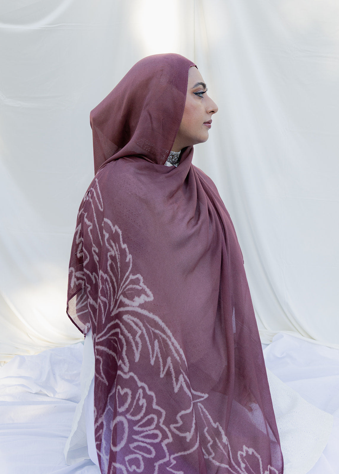 Gulnaar گلنار محل Mahal Hijab Mauve Rectangle Hijab