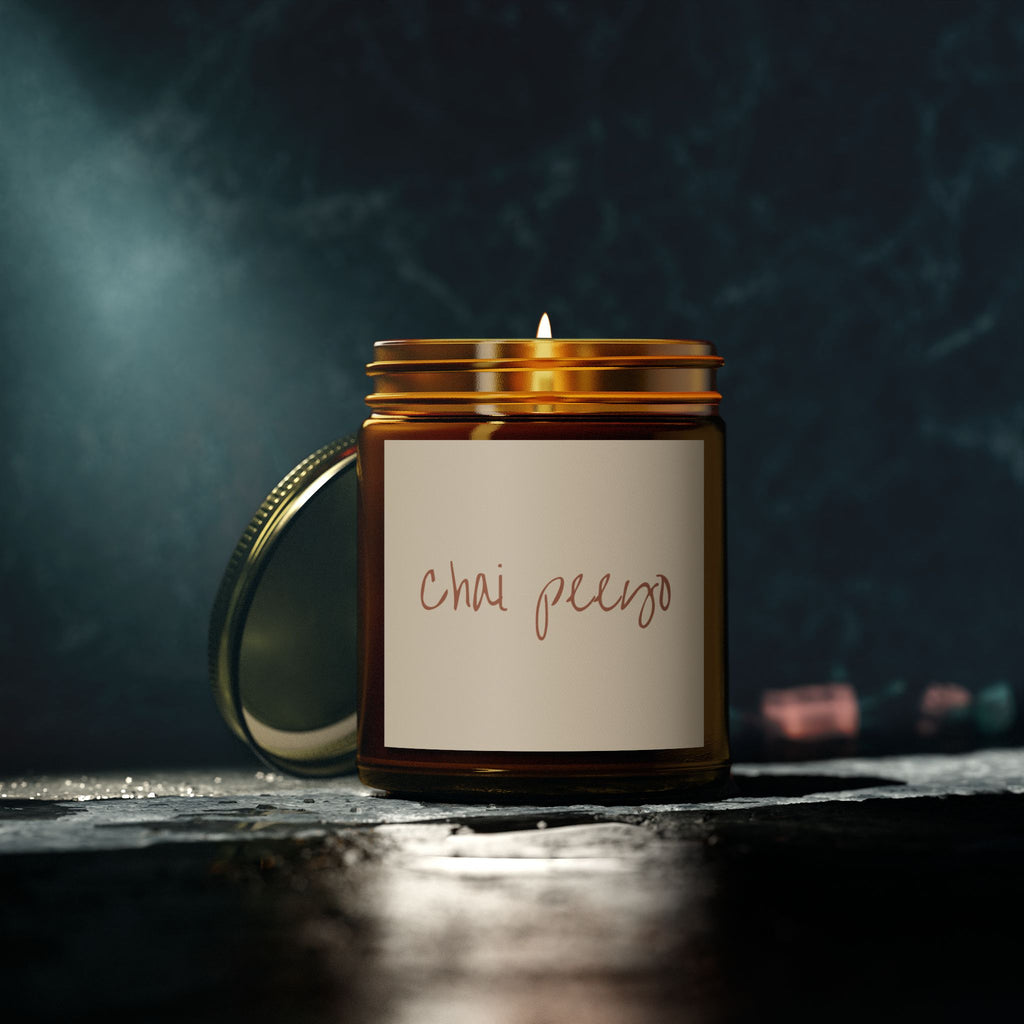 Chai Peeyo Scented Coconut Apricot Candles (4oz, 9oz | Southasian Desi Candles | Chai candle | تحائف اور گھر کی سجاوٹ