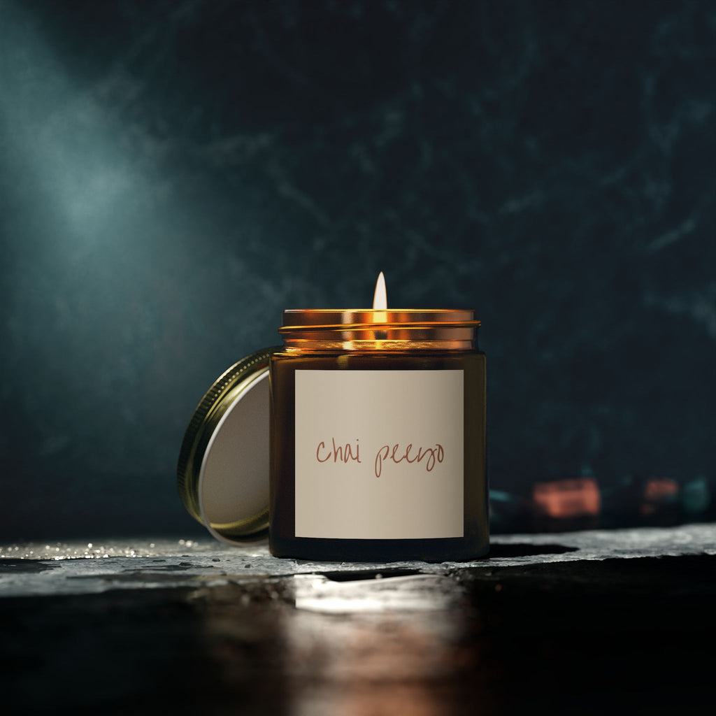 Chai Peeyo Scented Coconut Apricot Candles (4oz, 9oz | Southasian Desi Candles | Chai candle | تحائف اور گھر کی سجاوٹ