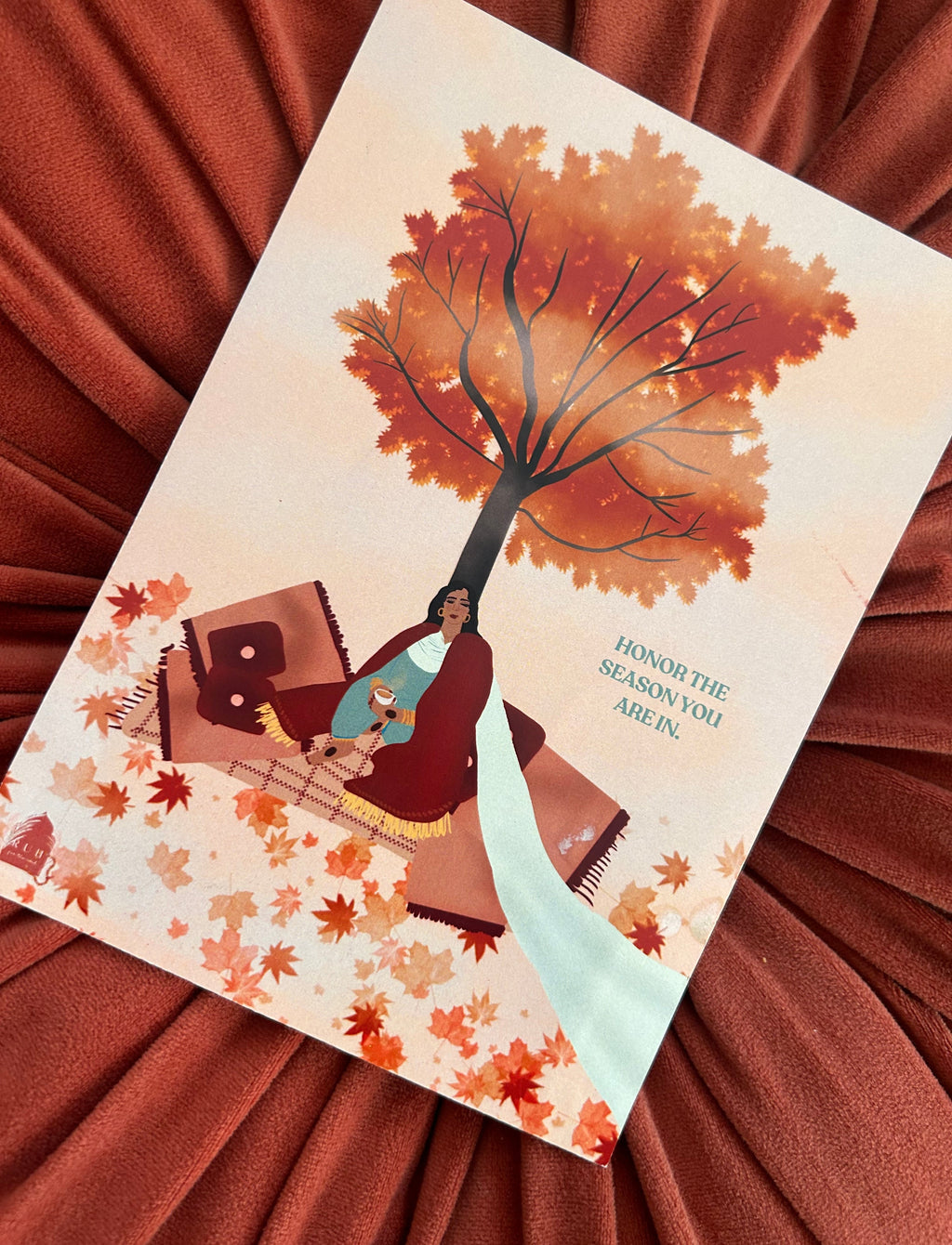 Honor the season wall art | Desi girl art print| Fall Cozy Art