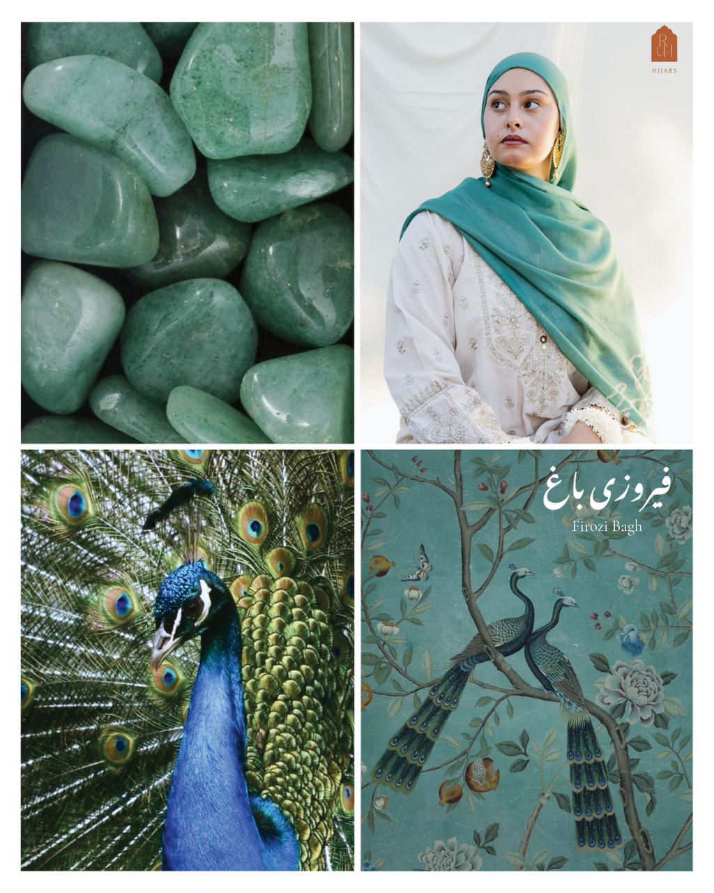 Firozi Bagh فیروزی باغ turquoise garden rectangle modal hijab