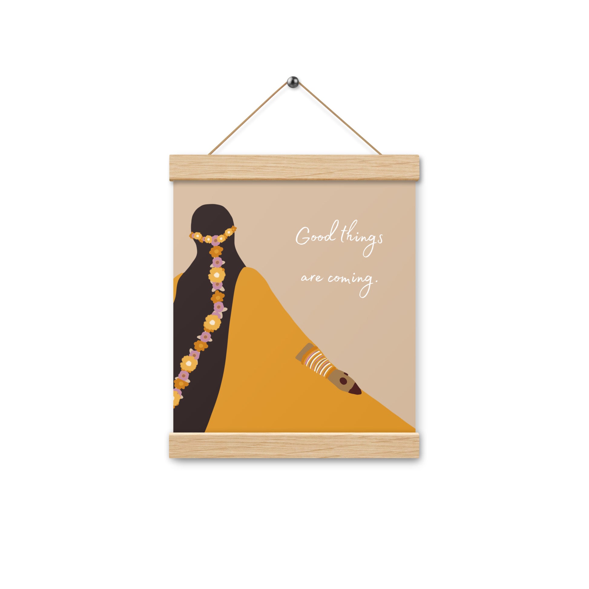 "اچھی چیزیں آرہی ہیں" وال آرٹ | ہینگر کے ساتھ پوسٹر | متاثر کن آرٹ پرنٹ | 3 ہینگر رنگ