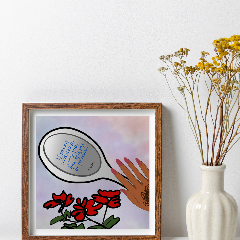 رومی پالش آئینہ آرٹ پرنٹ | 10 x 10 | 12 x 12 |