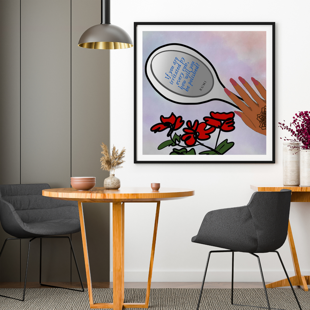 رومی پالش آئینہ آرٹ پرنٹ | 10 x 10 | 12 x 12 |