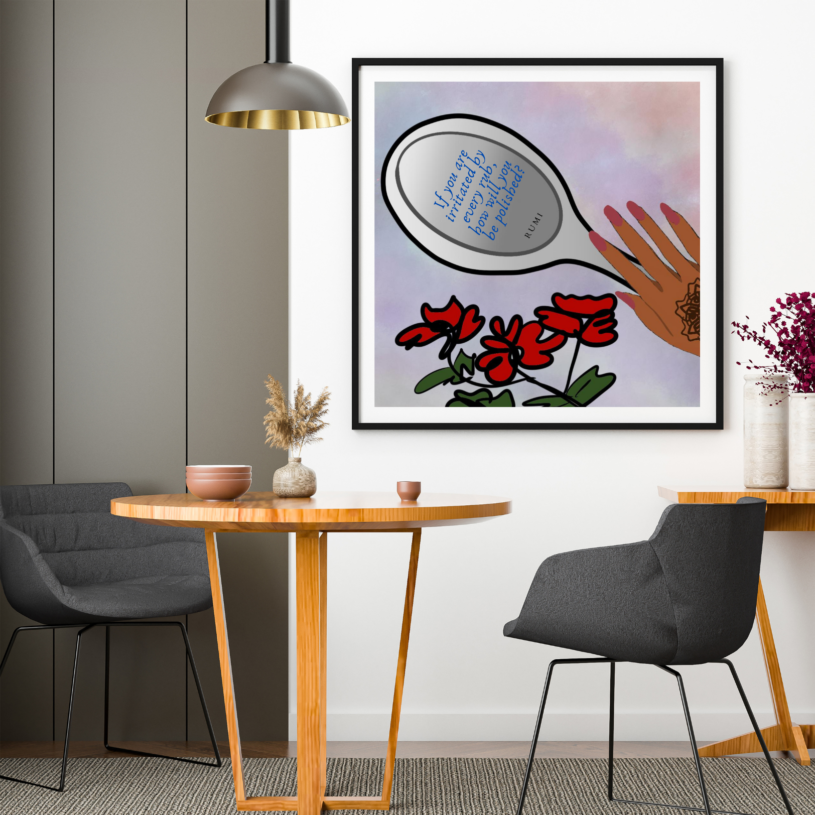 رومی پالش آئینہ آرٹ پرنٹ | 10 x 10 | 12 x 12 |