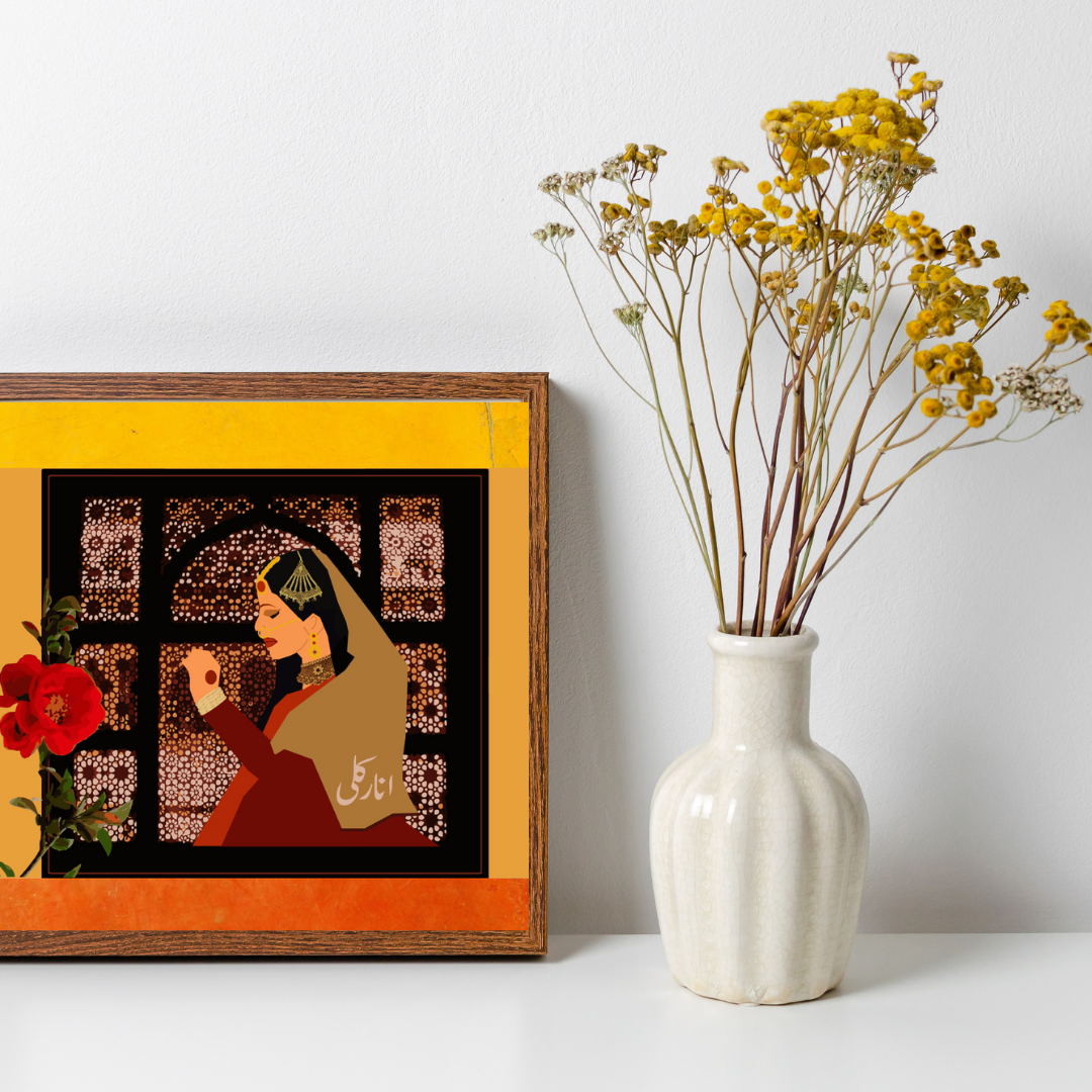 انارکلی وال پرنٹ | اردو دیسی آرٹ پرنٹ | 10 x 10 | 12 x 12 |