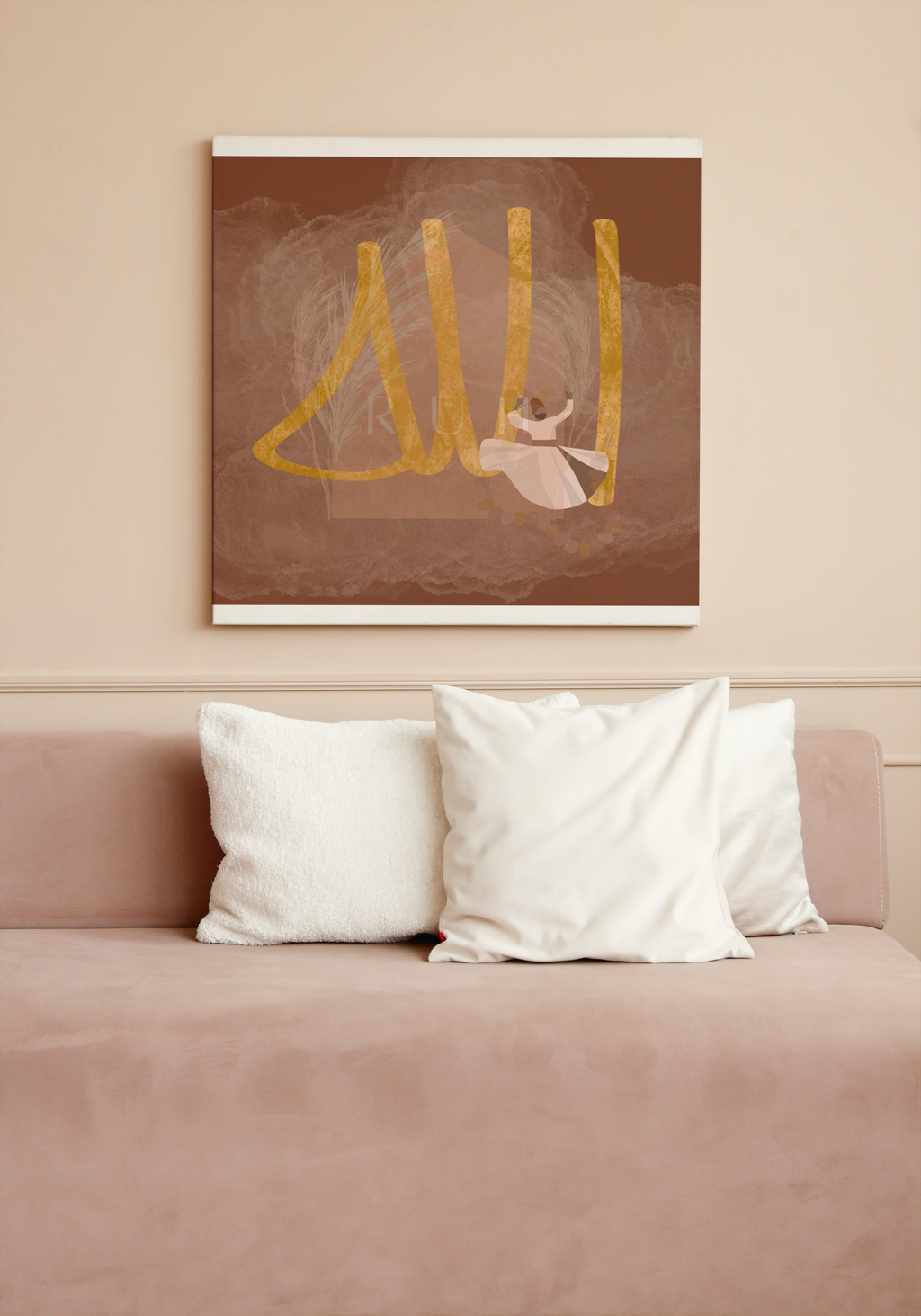 اللہ گھومنے والا درویش وال آرٹ | اسلامک وال آرٹ | صوفی فن | 3 سائز | 3 رنگ