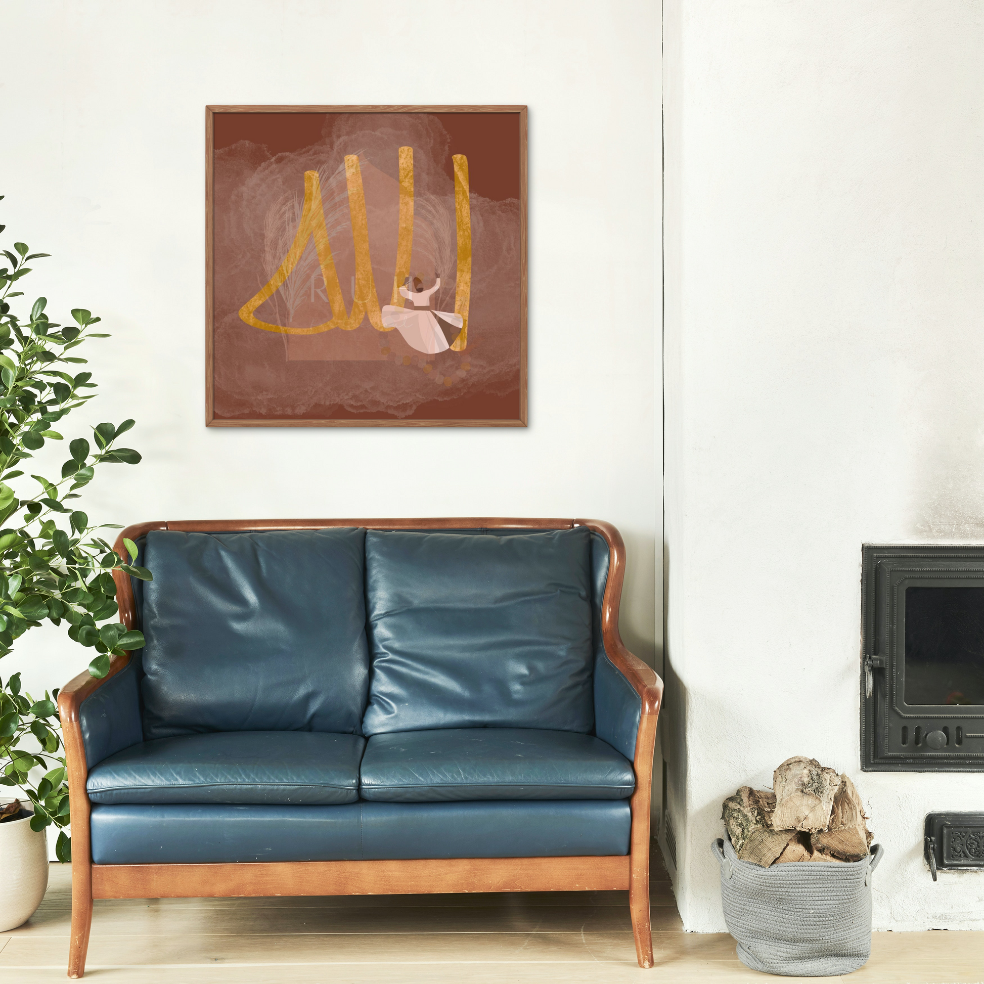 چکر لگانے والا درویش فریم شدہ وال آرٹ | اسلامک وال آرٹ | صوفی فن | 3 رنگ