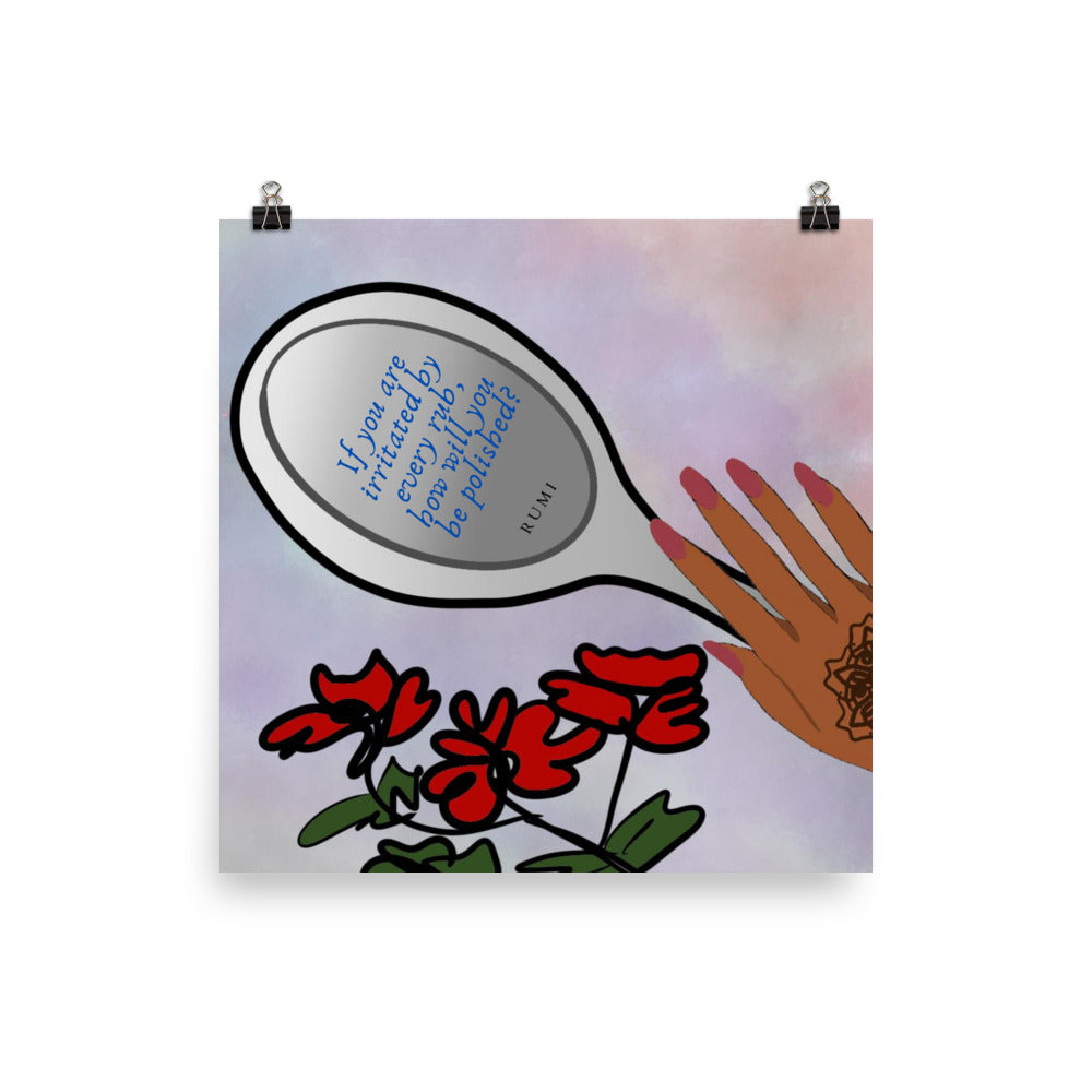 رومی پالش آئینہ آرٹ پرنٹ | 10 x 10 | 12 x 12 |